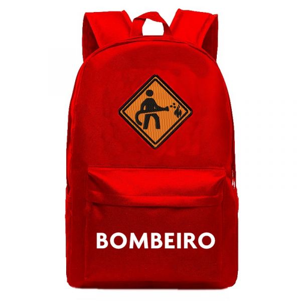 Mochila vermelha Placa Bombeiro